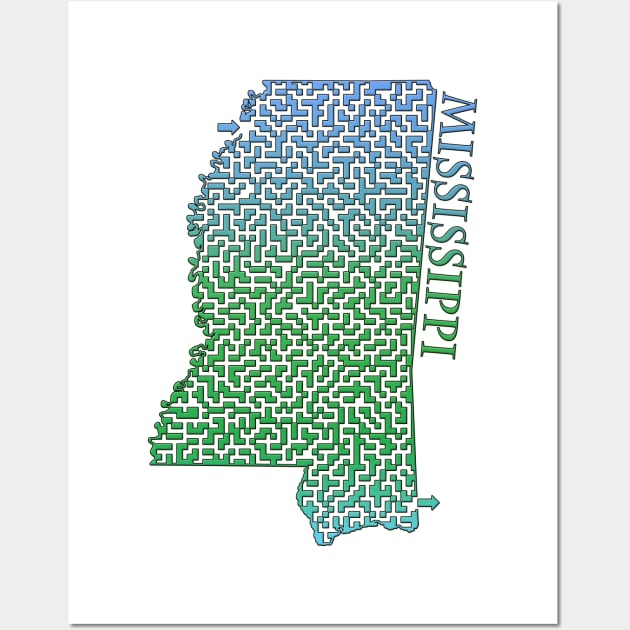 State of Mississippi Colorful Maze Wall Art by gorff